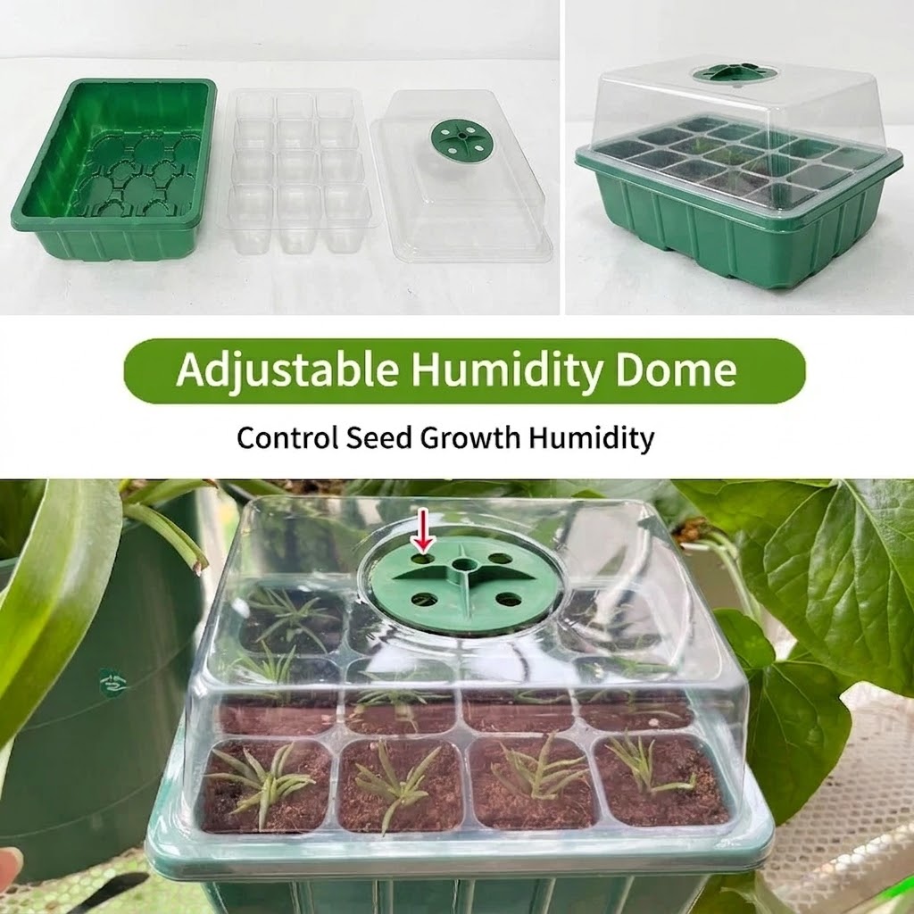 Seed Starter Tray - Anzuchtschale mit Pflanzenbeleuchtungs-Set Enthält Erhöhte Sämlings-Anzuchtschalen