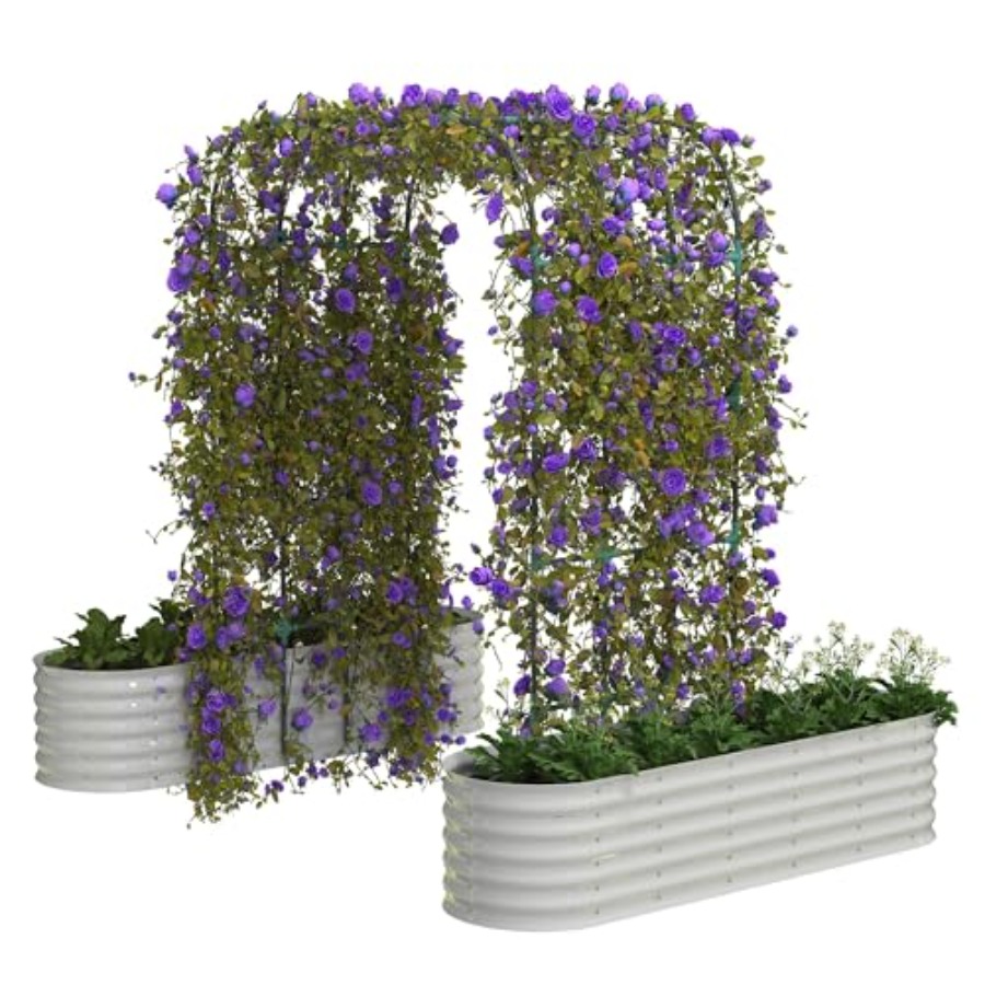 Raised Garden Bed - Verzinktes Hochbeet mit 96 vertikalen Rankgittern